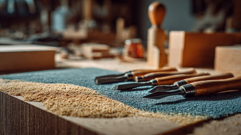 sharpen chisel with sandpaper tools