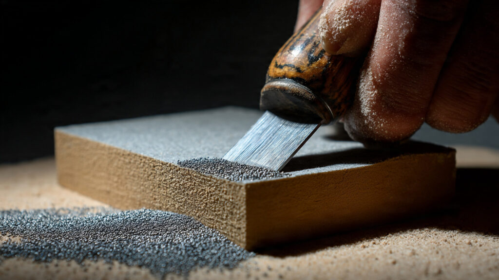 sharpening chisel on sandpaper grit progression