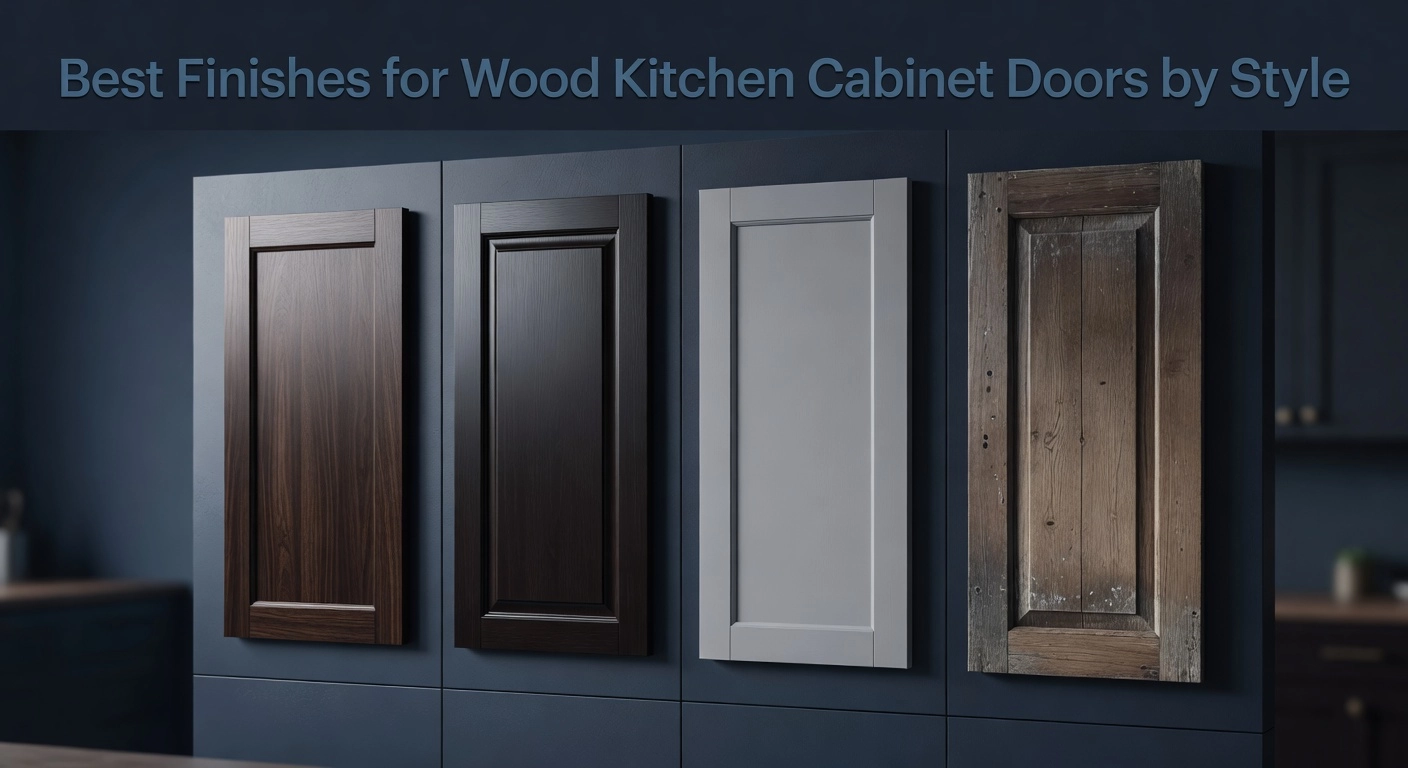 Best Finishes for Wood Kitchen Cabinet Doors by Style 1 4 wood kitchen cabinet door finishes by style: walnut, espresso, painted white, and rustic distressed